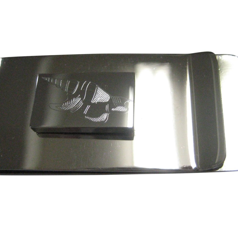Silver Toned Rectangular Etched Sea Shell Money Clip